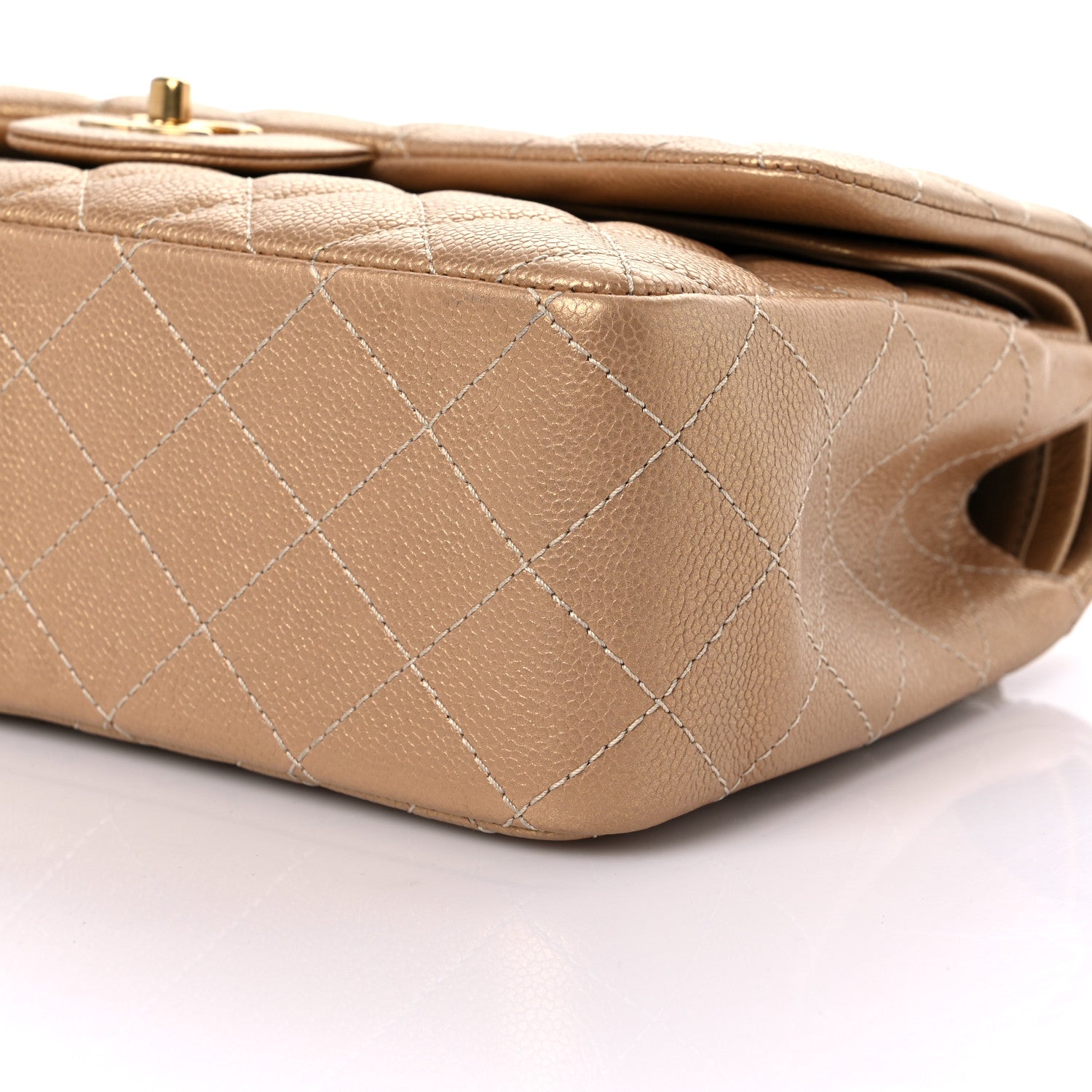 Chanel Pearly Caviar Quilted Jumbo Double Flap Gold 9 of 13