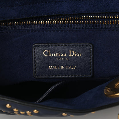Christian Dior Calfskin Cannage Studded Medium Supple Lady Dior Navy 6 of 8