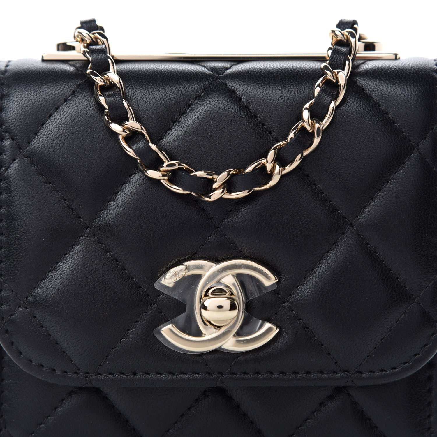 Chanel Lambskin Quilted Mini Trendy CC Chain Wallet Black 10 of 11