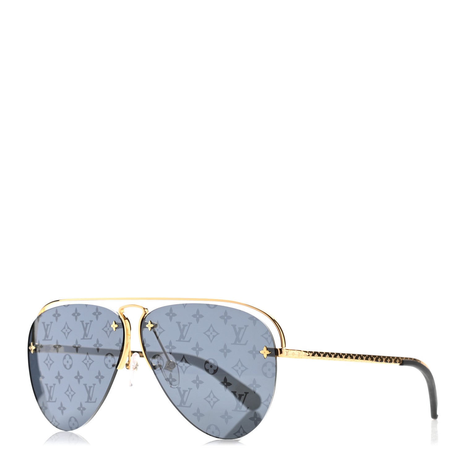 Louis Vuitton Metal Monogram Grease Sunglasses Z1172W Gold 1 of 8