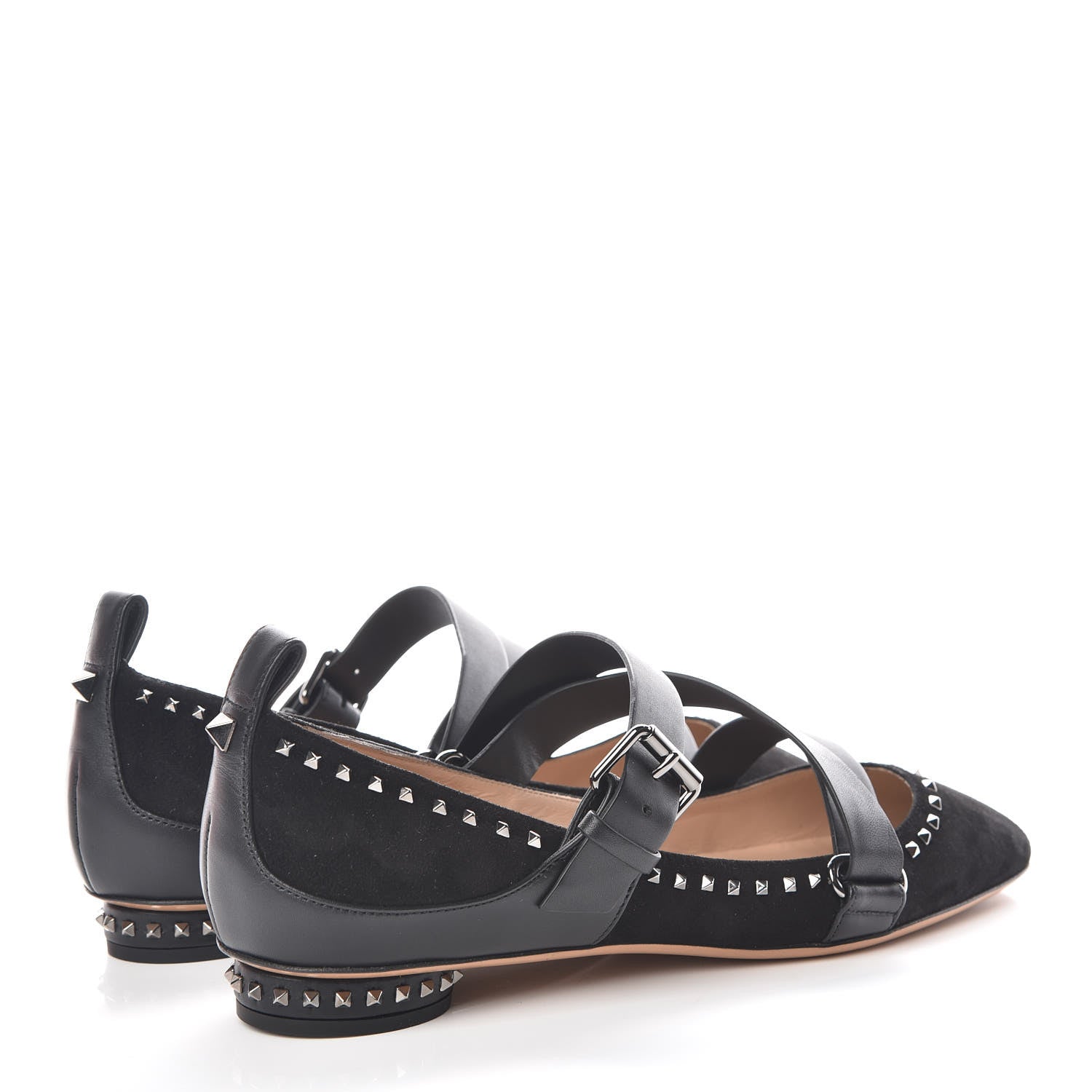 Valentino Garavani Suede Soul Rockstud Strappy Ballerina Flats 38.5 Black 4 of 8