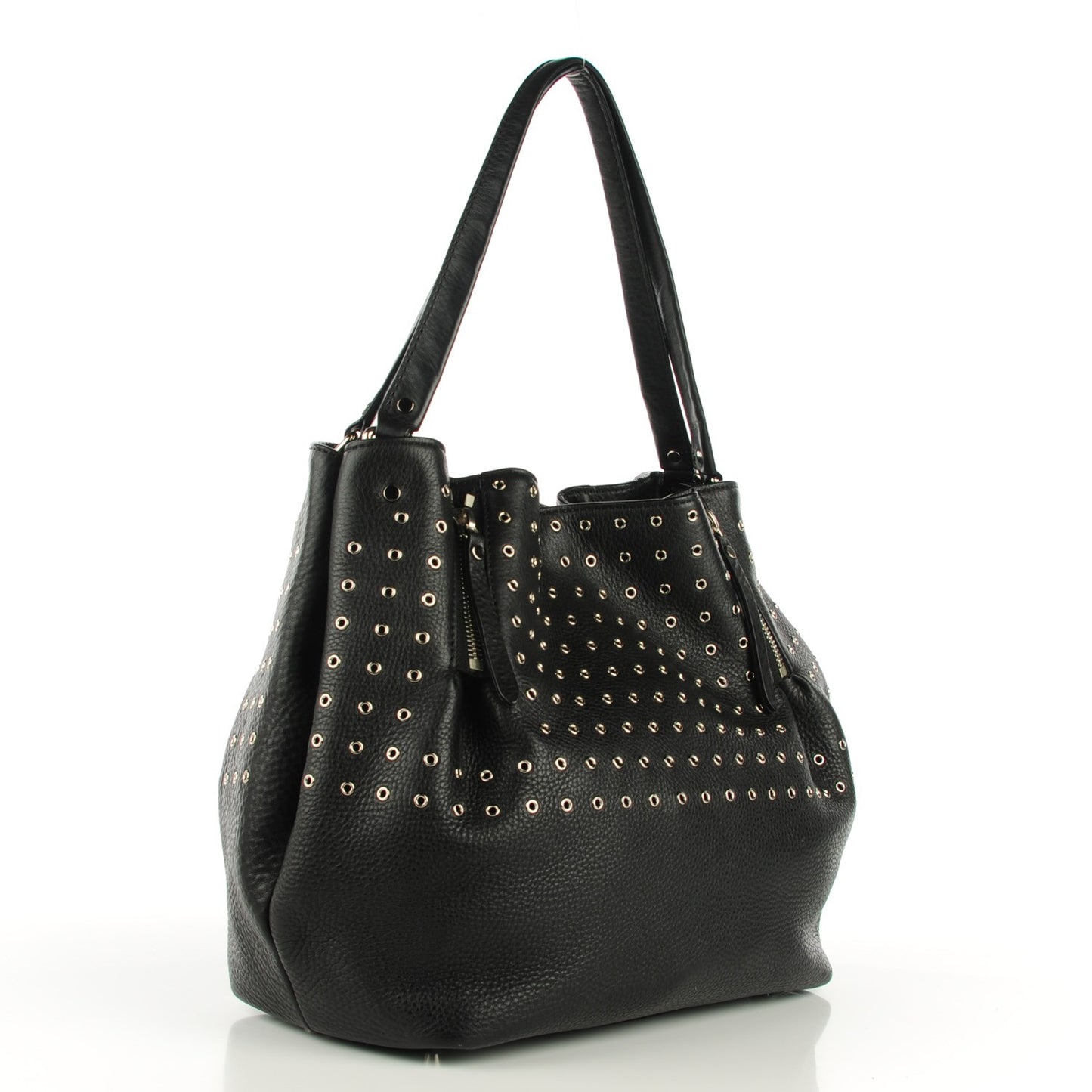 Calfskin Grommet Medium Maidstone Shoulder Bag Black