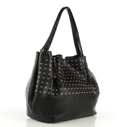 Burberry Calfskin Grommet Medium Maidstone Shoulder Bag Black 3 of 8
