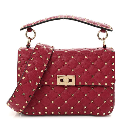 Valentino Garavani Grained Calfskin Medium Rockstud Spike Shoulder Bag Berry Pink 1 of 12