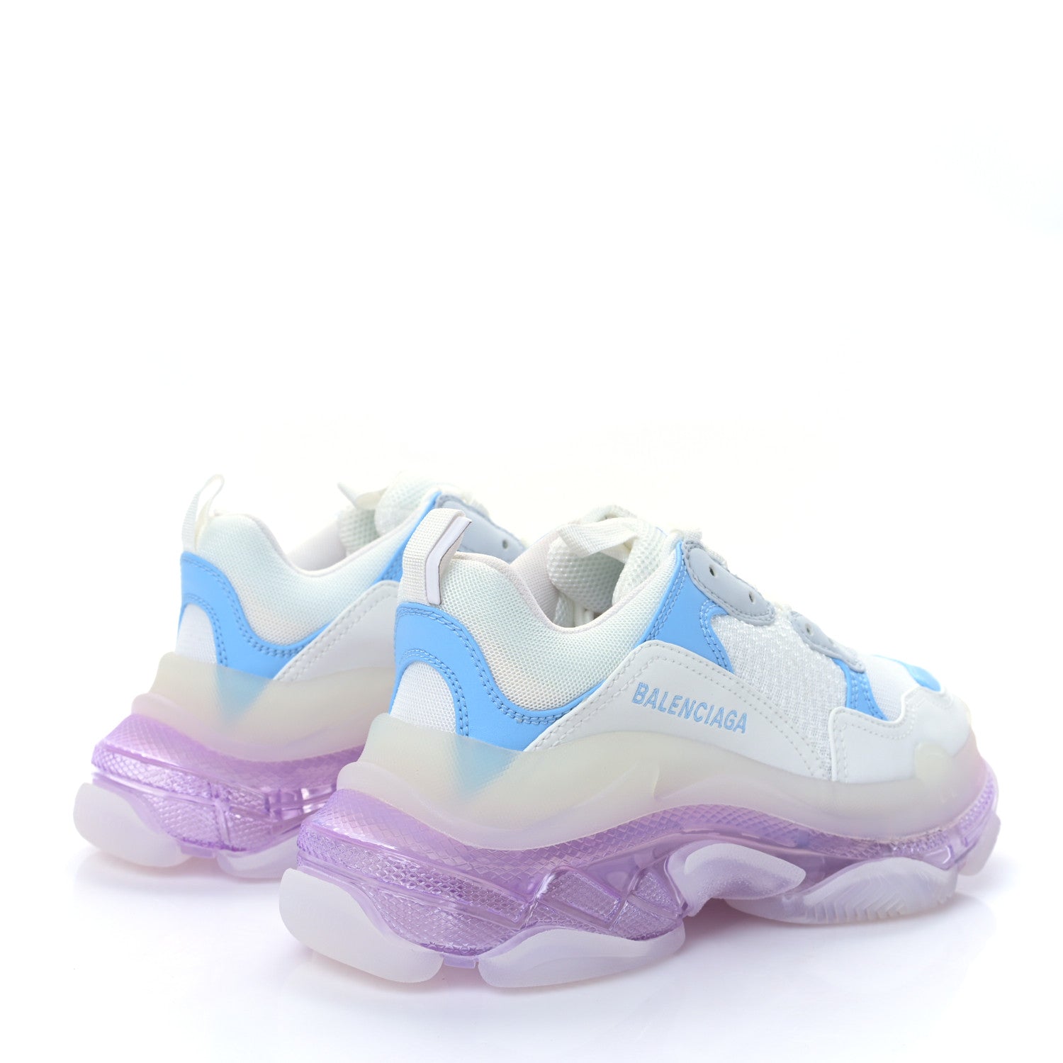 Balenciaga Fabric Mesh Clear Sole Womens Triple S Sneakers 37 Light Blue Grey Lilac White 4 of 8