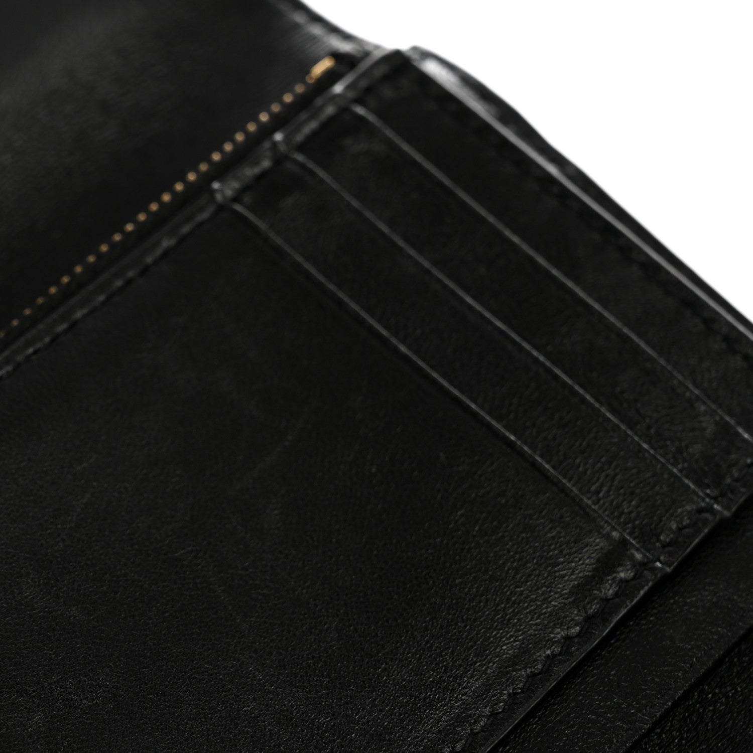 Saint Laurent Lambskin Matelasse Chevron Monogram Compact Tri Fold Wallet Black 9 of 11