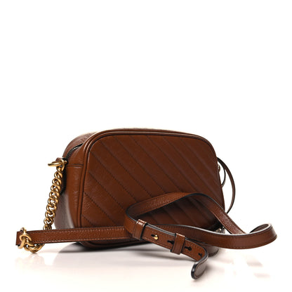 Gucci Glazed Calfskin Matelasse Diagonal Small GG Marmont Chain Shoulder Bag Cuir 3 of 13
