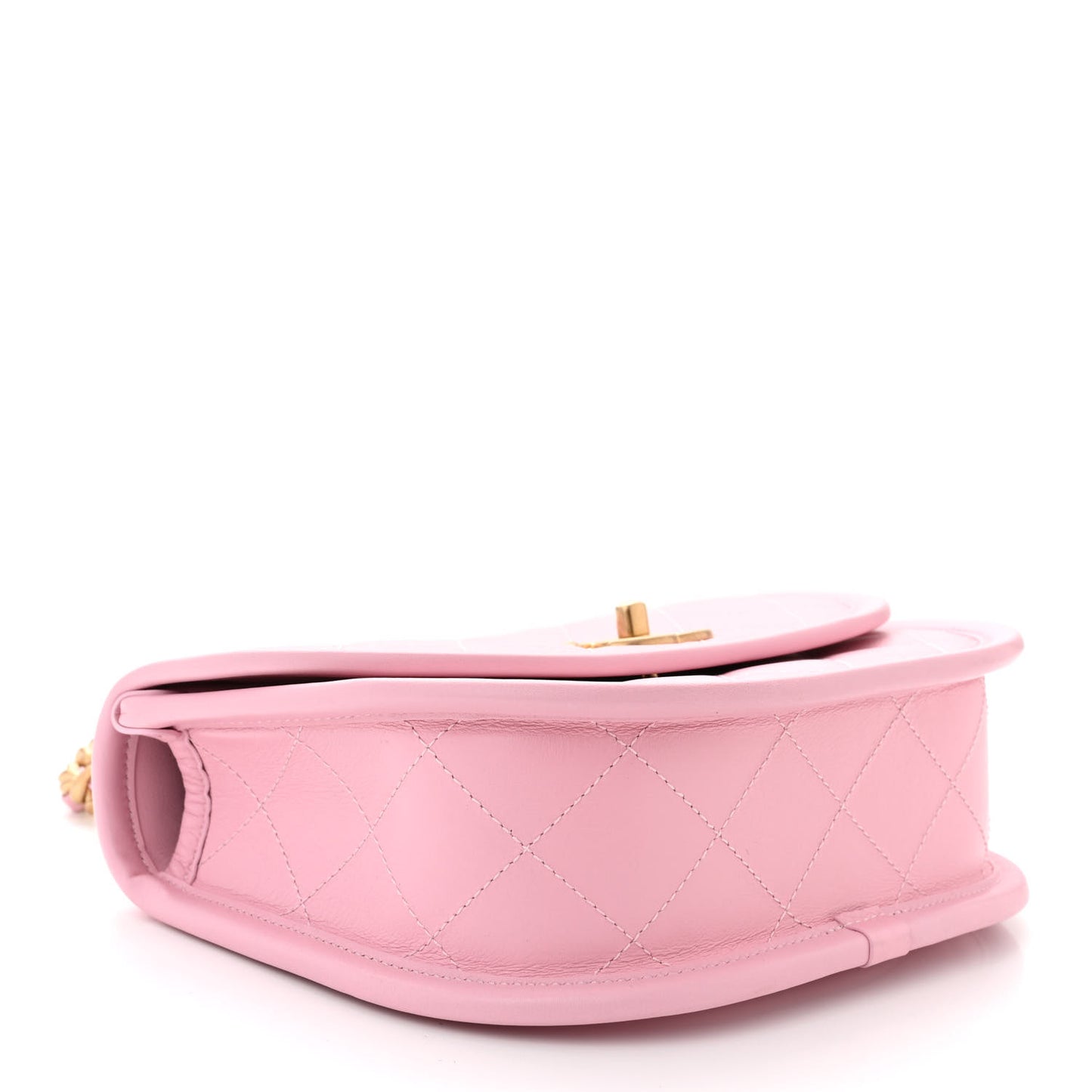 Calfskin Quilted Small Messenger Flap Pink