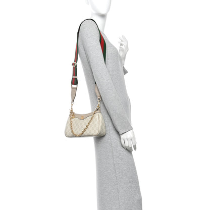 Gucci GG Supreme Monogram Textured Dollar Calfskin Web Small Ophidia GG Handbag Beige Mystic White Oatmeal 2 of 10