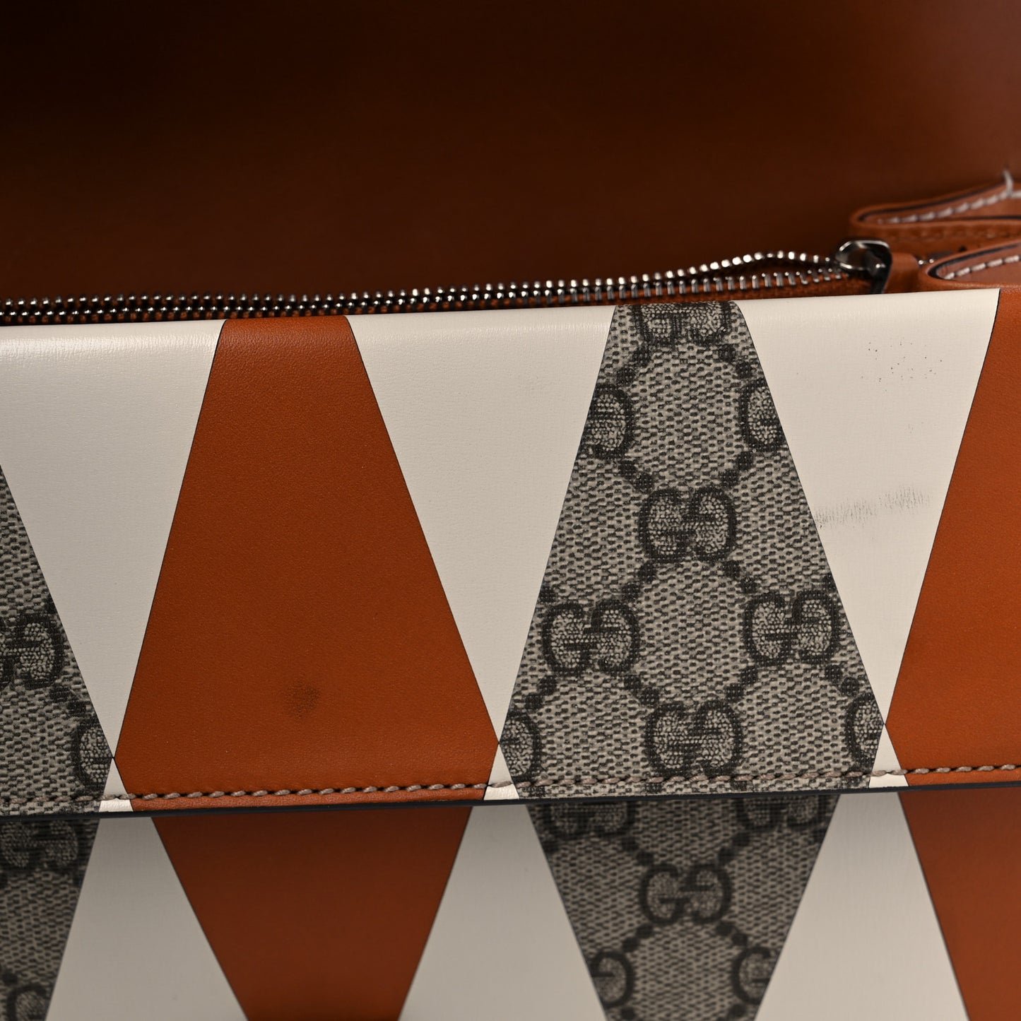 GG Supreme Monogram Calfskin Colorblock Small Dionysus Shoulder Bag White Brown