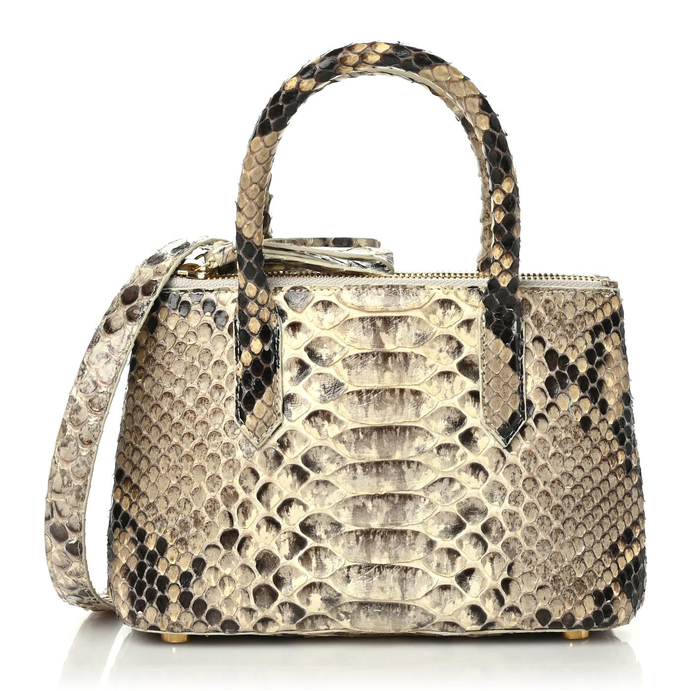 Nancy Gonzalez Python Top Handle Bag Grey White 1 of 9