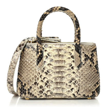 Nancy Gonzalez Python Top Handle Bag Grey White 1 of 9