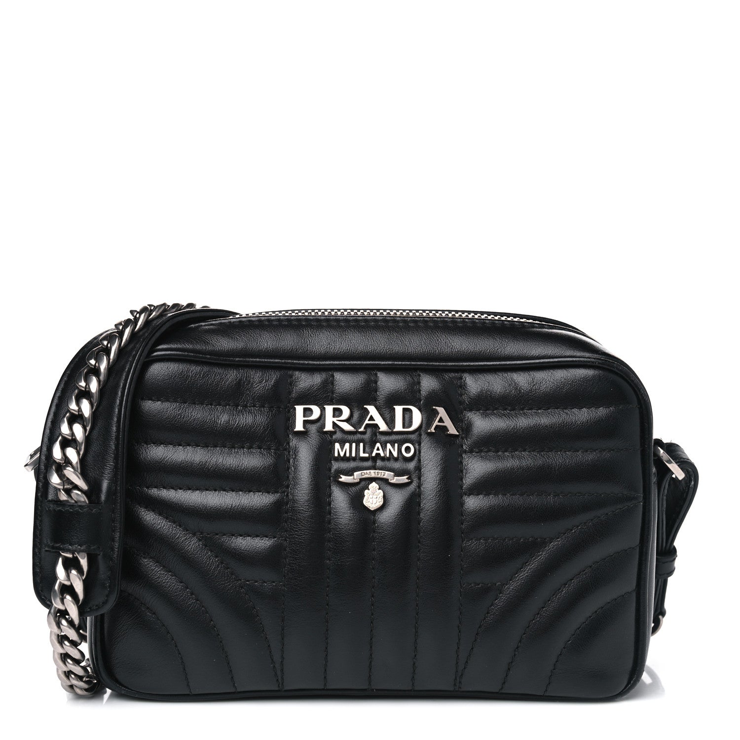 Prada Soft Calfskin Diagramme Crossbody Bag Black 1 of 9