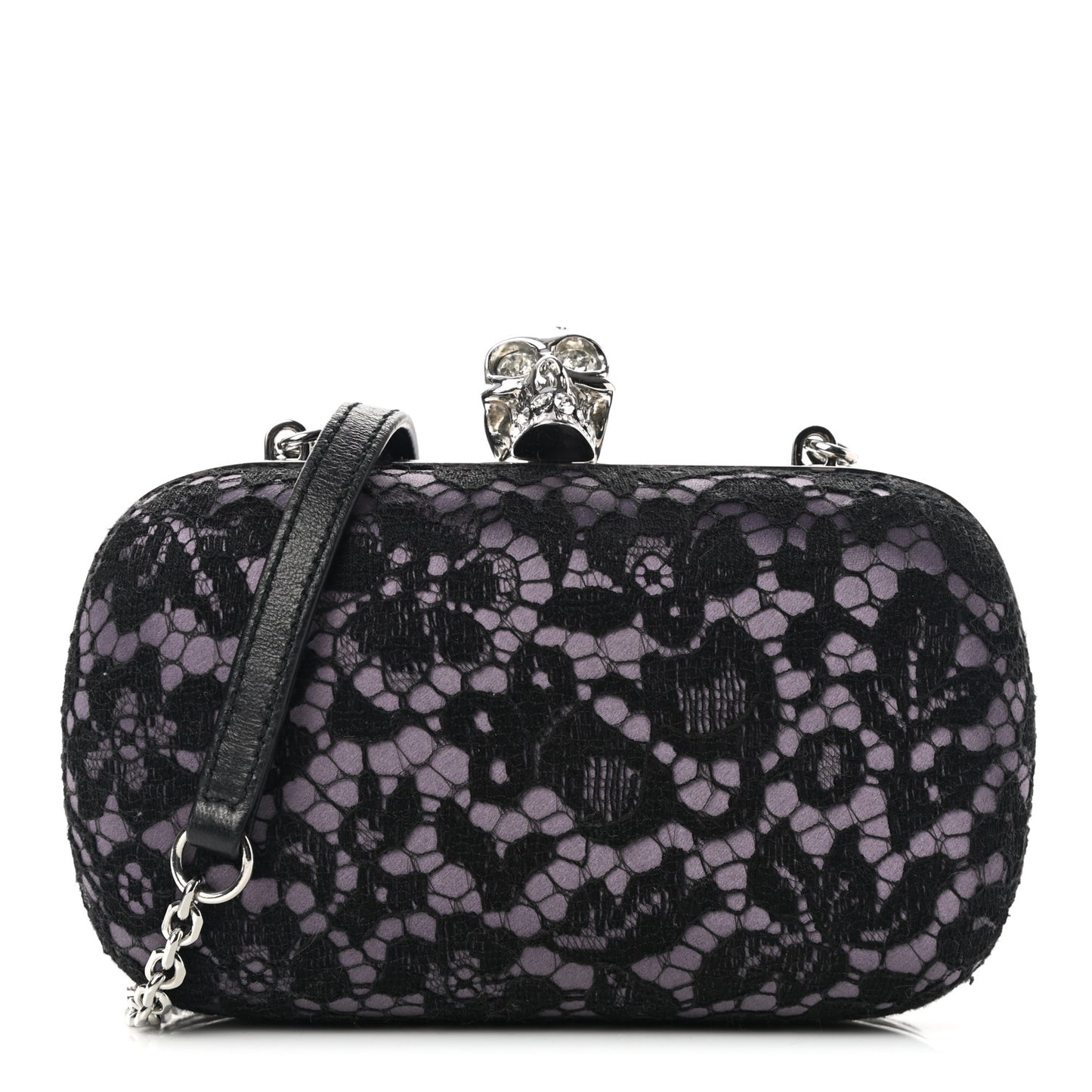 Lace Skull Box Clutch Black