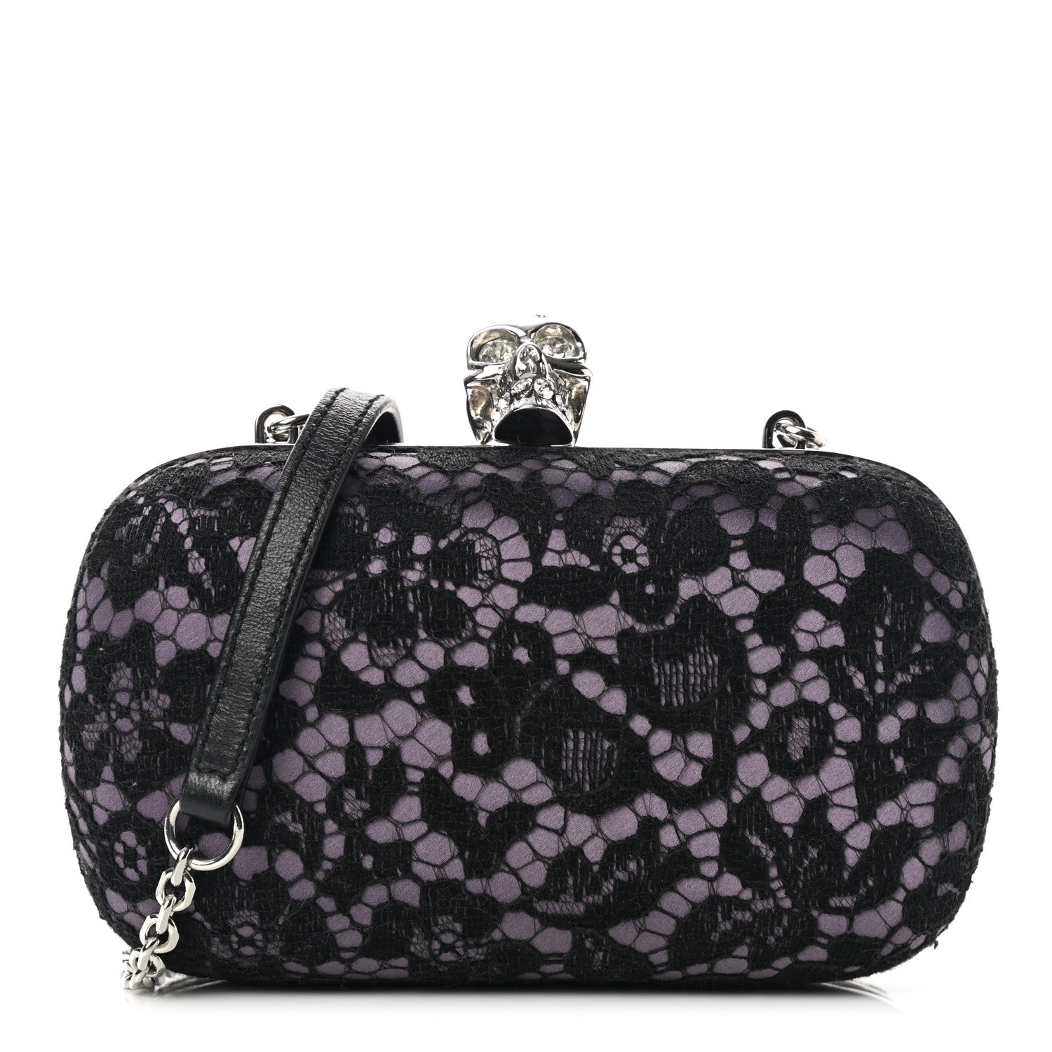 Alexander McQueen Lace Skull Box Clutch Black 1 of 11