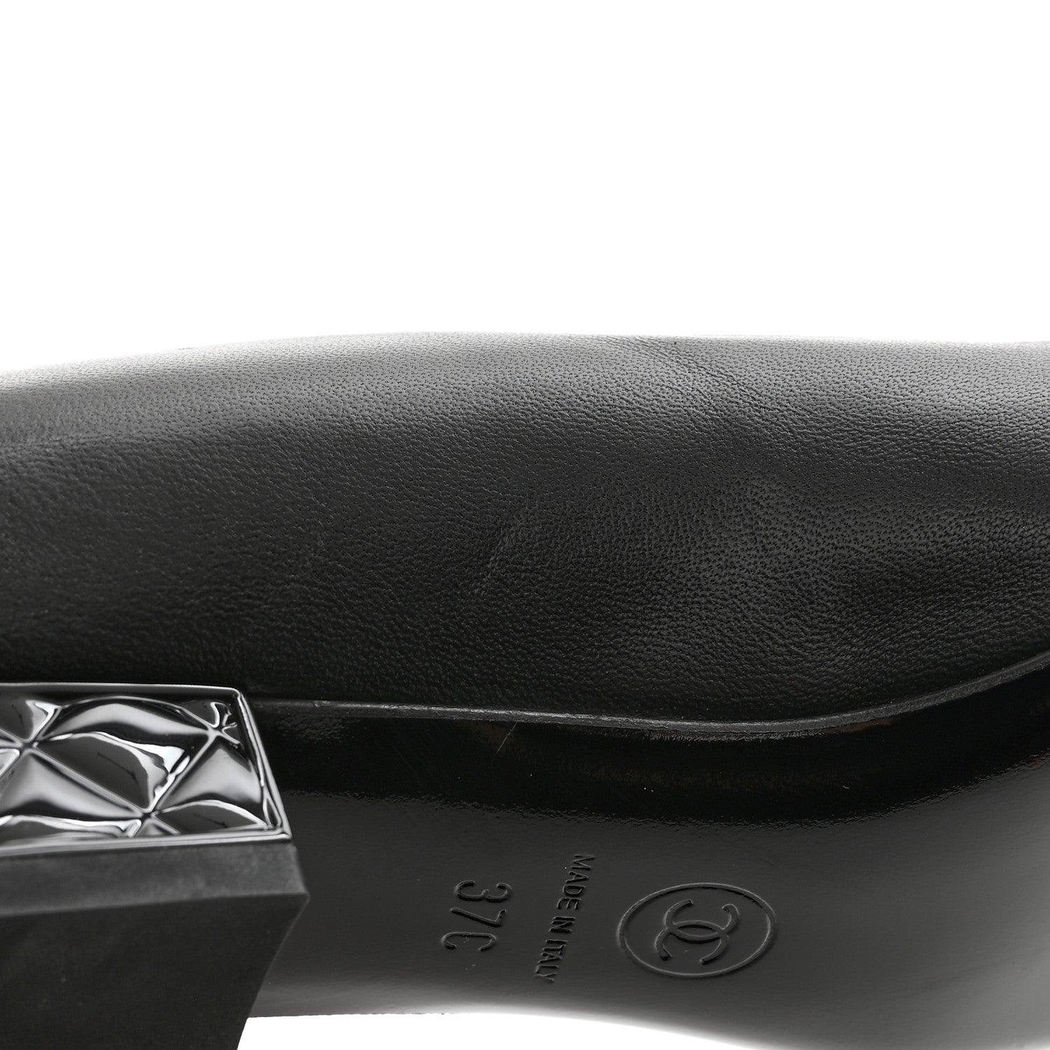 Chanel Lambskin Patent Quilted CC Cap Toe Mocassin Loafer 37 Black 10 of 14