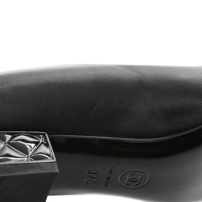 Chanel Lambskin Patent Quilted CC Cap Toe Mocassin Loafer 37 Black 10 of 14