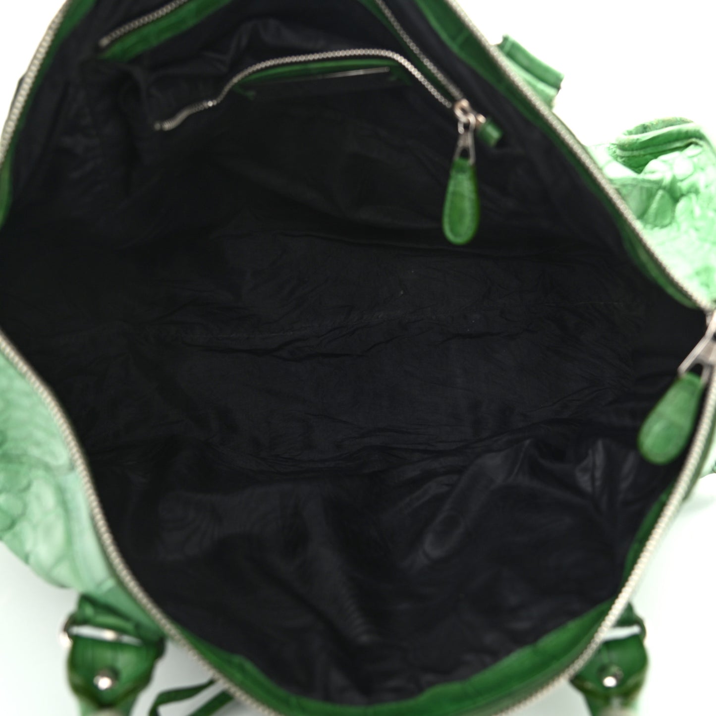 Crocodile Classic Silver Hardware Work Green