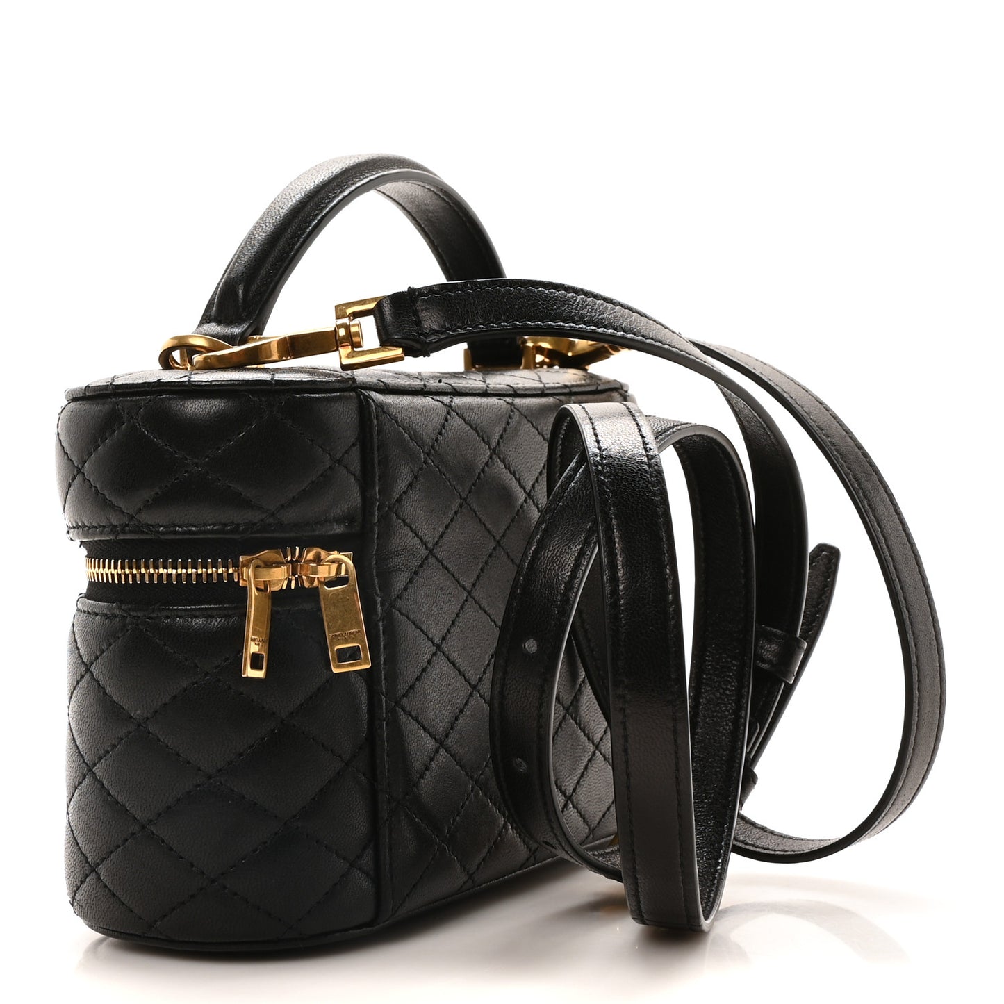 Lambskin Quilted Mini Gaby Vanity Case Black