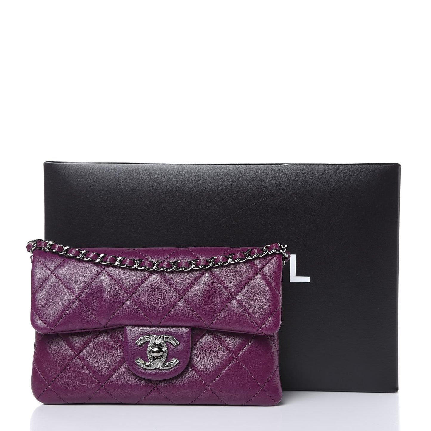 Lambskin Quilted Mini Mineral Nights Flap Crossbody Bag Purple
