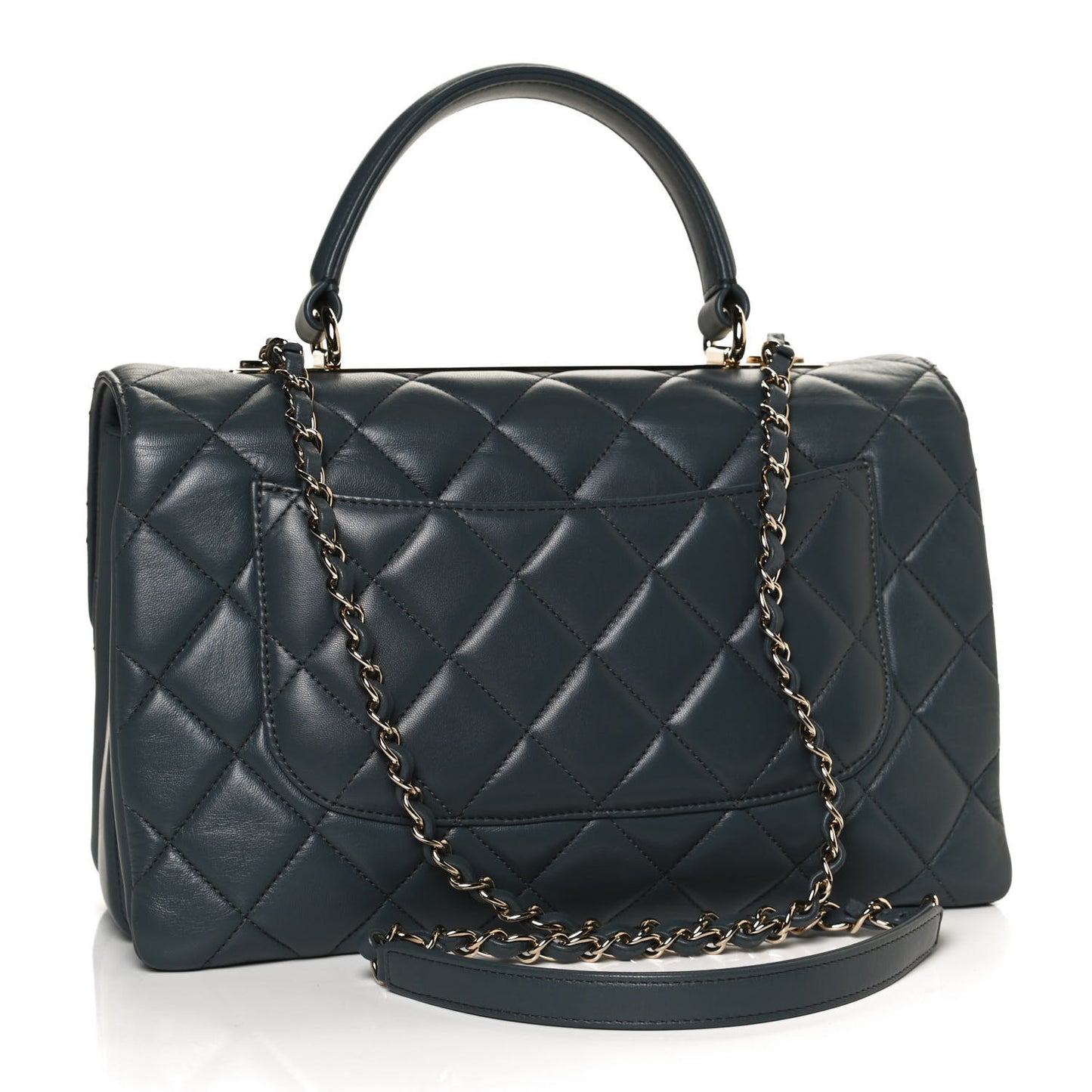 Lambskin Quilted Medium Trendy CC Flap Dual Handle Bag Blue