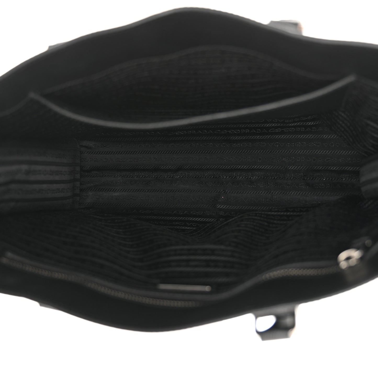 Saffiano Cuir Triangle Logo Embossed Vertical Tote Black