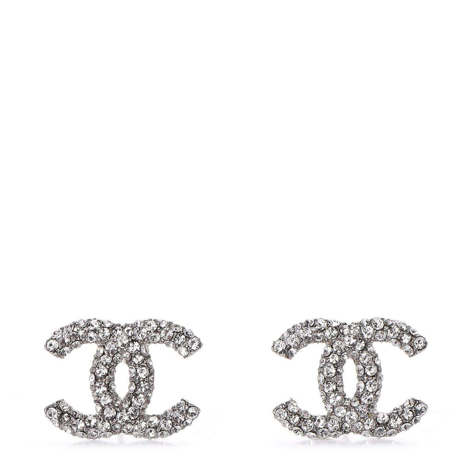 Chanel Crystal CC Earrings Silver 1 of 4