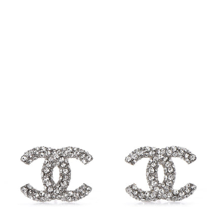 Chanel Crystal CC Earrings Silver 1 of 4