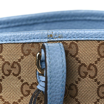 Gucci Monogram Dollar Calfskin Small Bree Tote Beige Ebony Mineral Blue 11 of 11