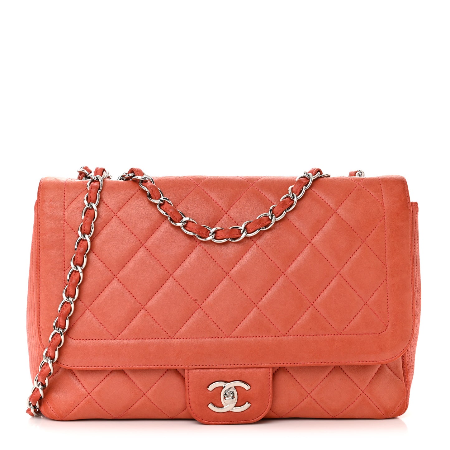 Lambskin Large Coco Rider Flap Coral