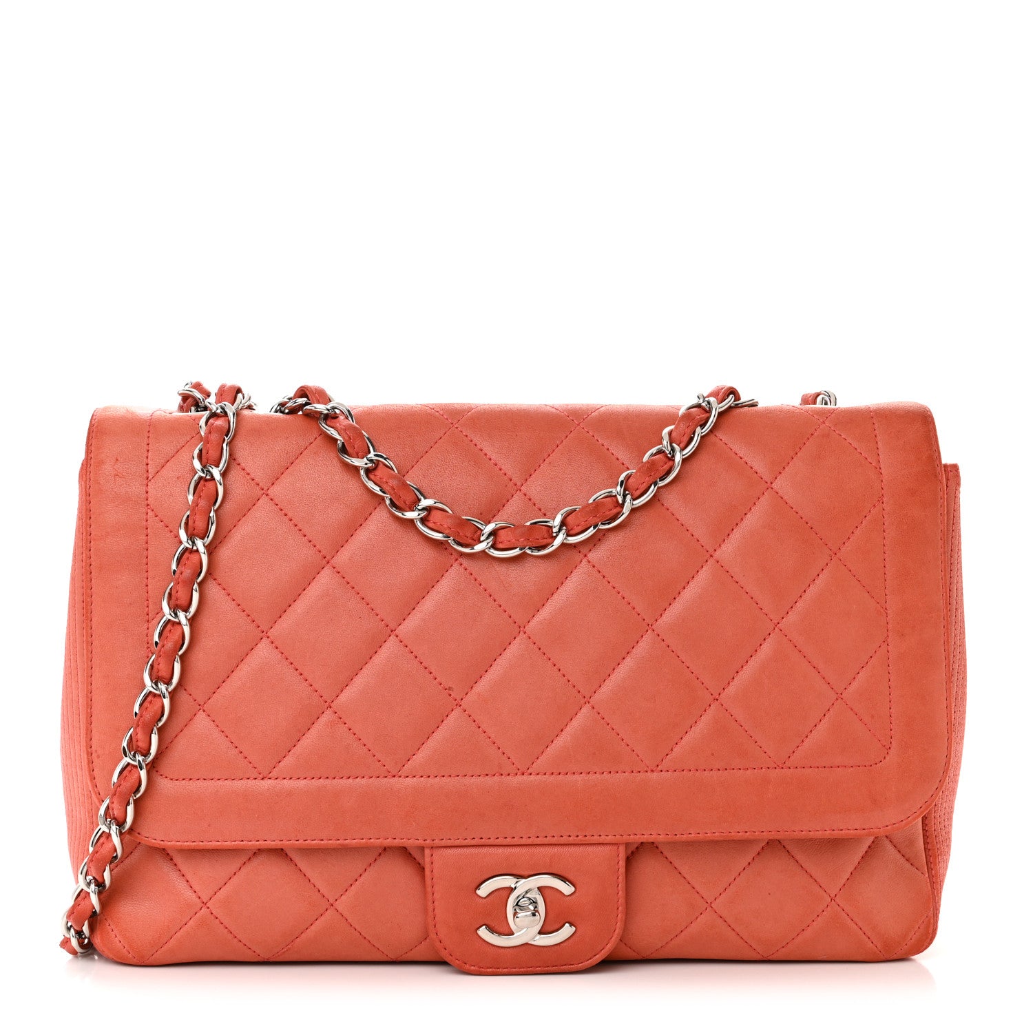 Chanel Lambskin Large Coco Rider Flap Coral 1 of 22