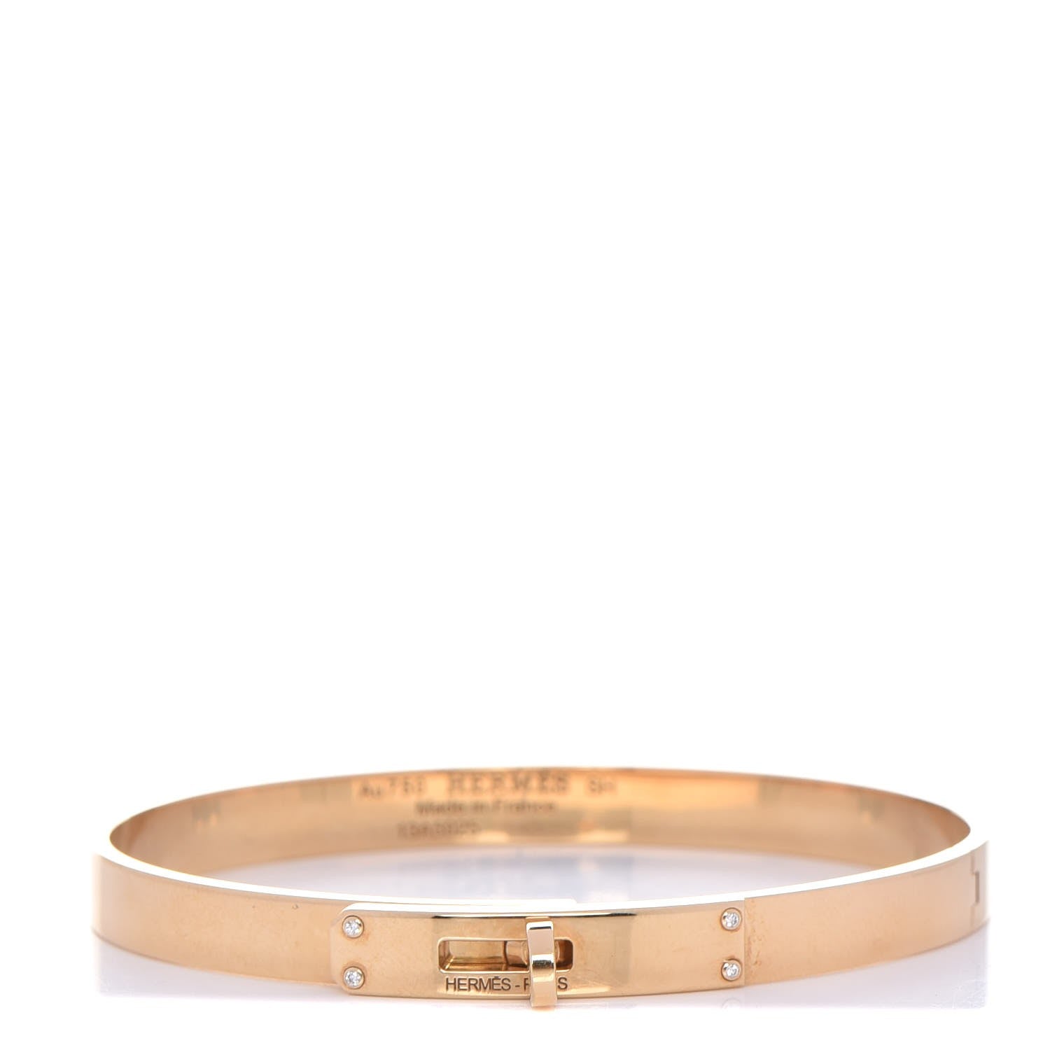 Hermes 18k Yellow Gold Diamond Kelly PM Bangle Small 1 of 6