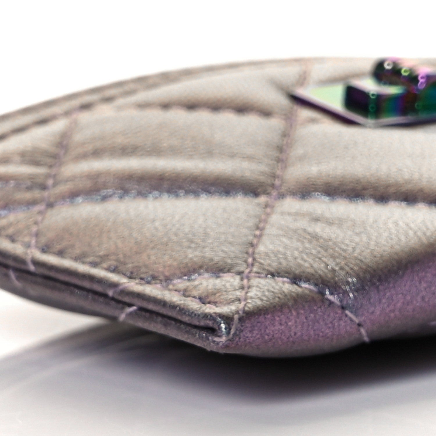 Chanel Iridescent Lambskin Quilted Reissue Card Holder Light Purple 5 of 11