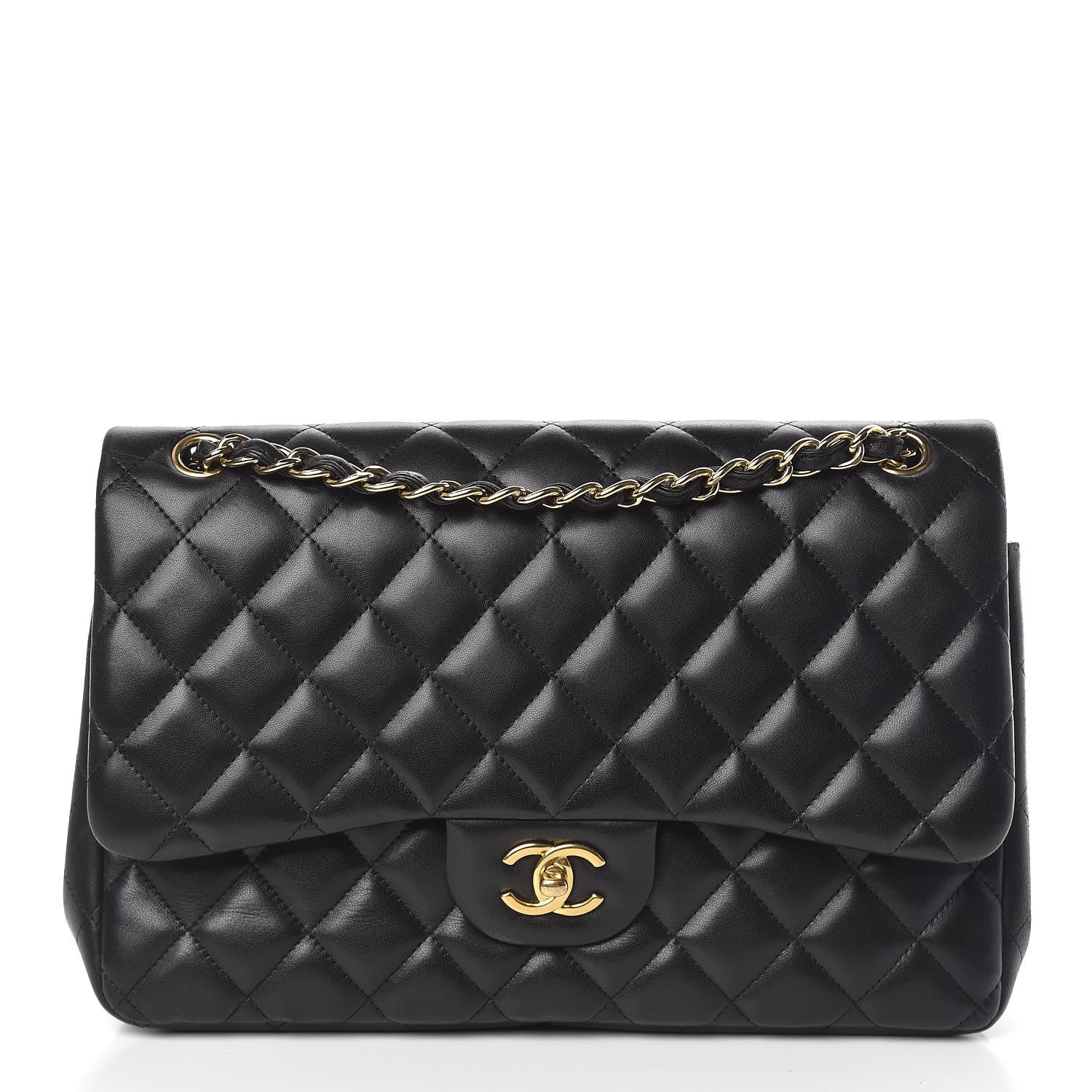 Chanel Lambskin Quilted Jumbo Double Flap Black 1 of 15