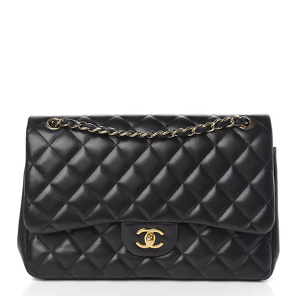Chanel Lambskin Quilted Jumbo Double Flap Black 1 of 15