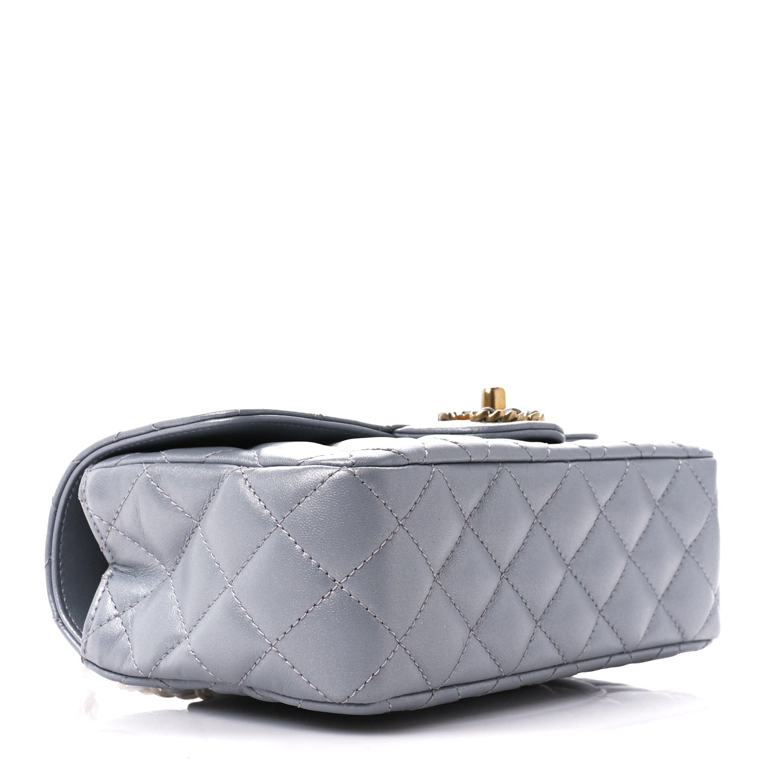 Chanel Metallic Lambskin Quilted Mini Strass On Top Flap Silvery 4 of 12