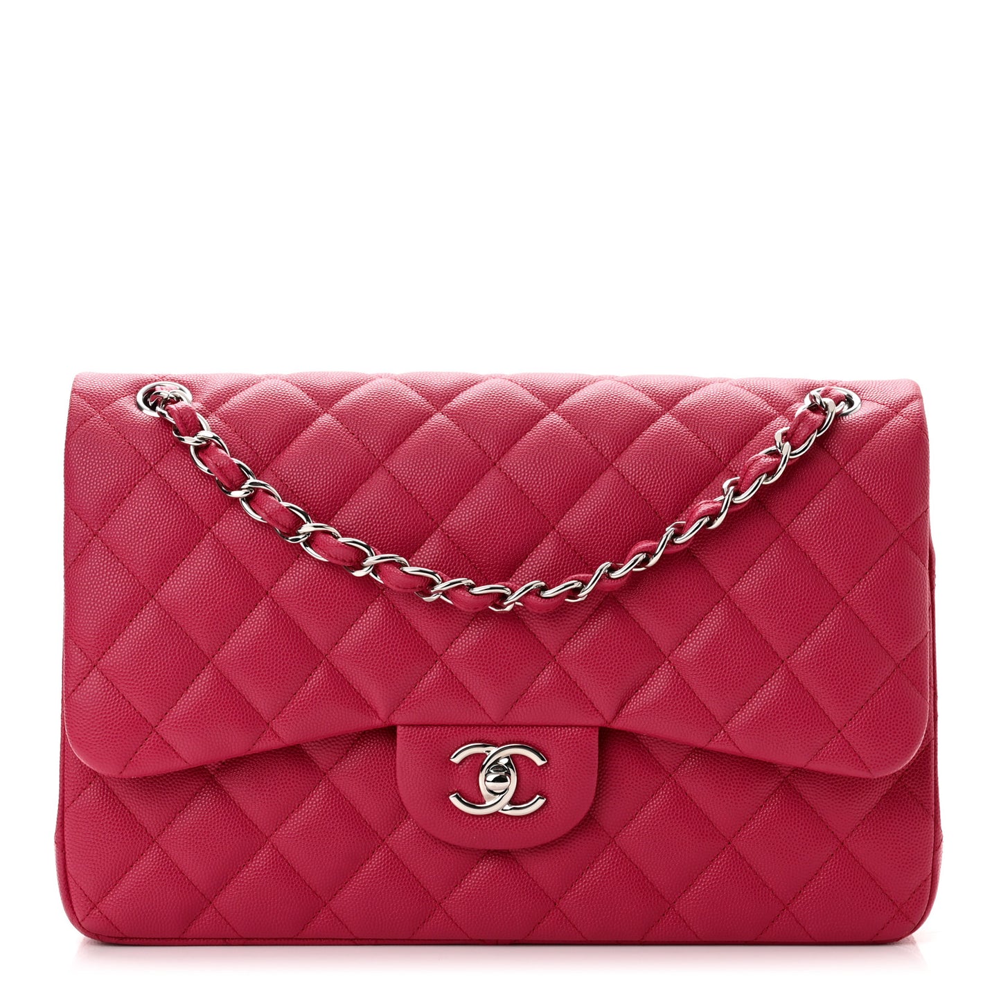 Caviar Quilted Jumbo Double Flap Dark Pink