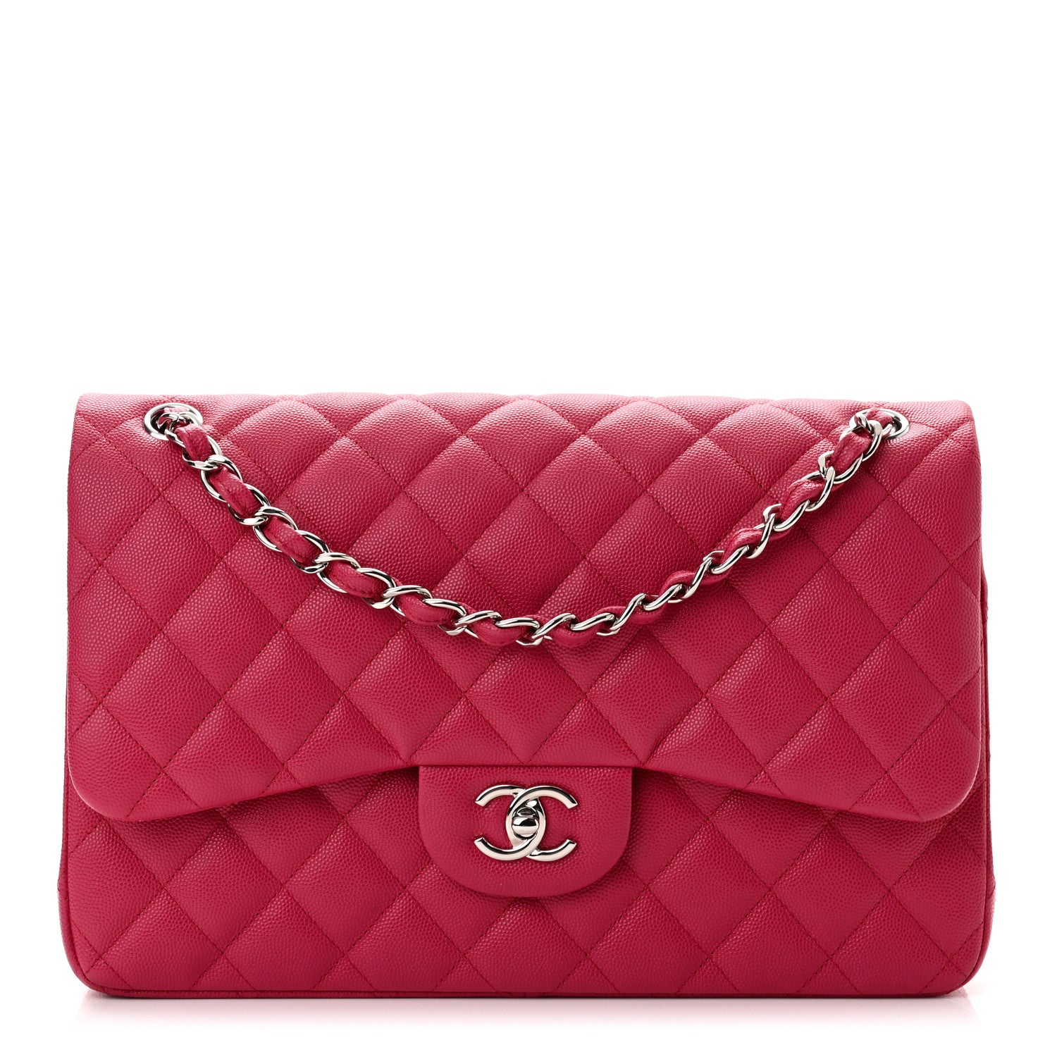 Chanel Caviar Quilted Jumbo Double Flap Dark Pink 1 of 9