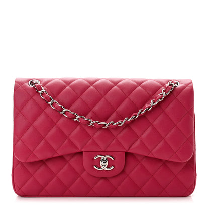 Chanel Caviar Quilted Jumbo Double Flap Dark Pink 1 of 9
