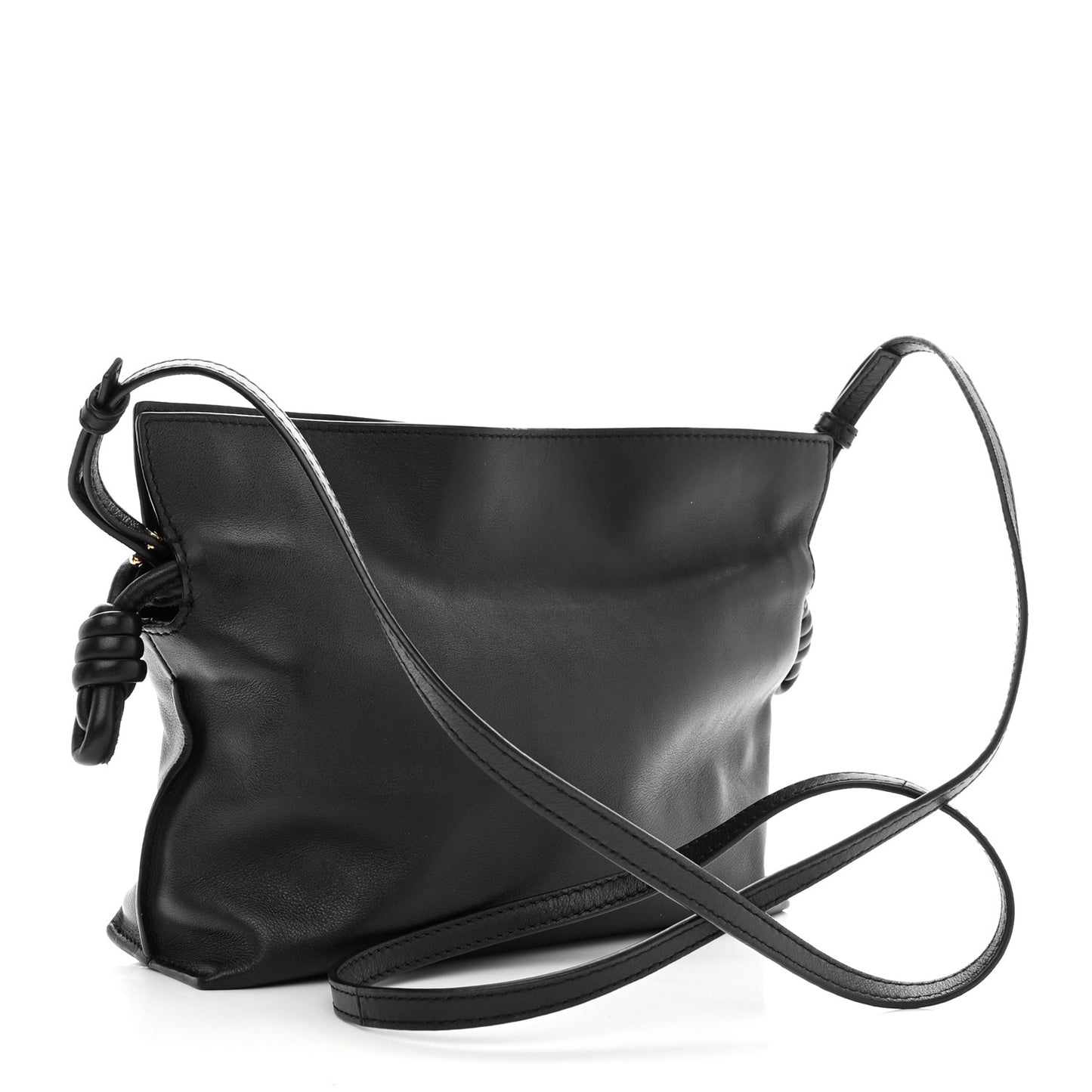 Calfskin Mini Flamenco Knot Clutch Black
