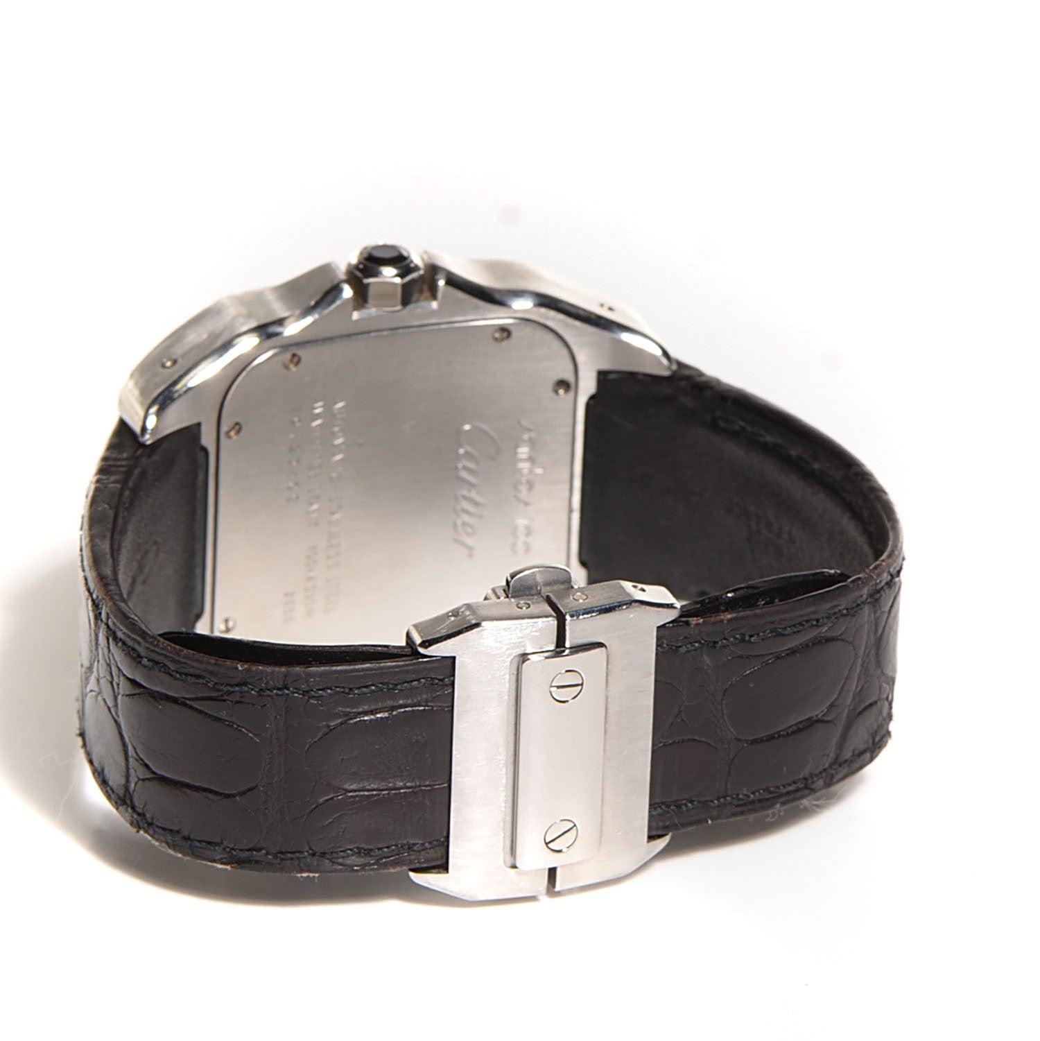 Cartier Stainless Steel Alligator 38mm Santos 100 Automatic Watch 3 of 8