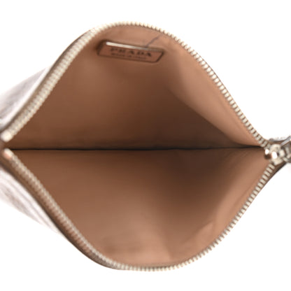 Prada Aged Calfskin Studded Zip Clutch Brown 5 of 11