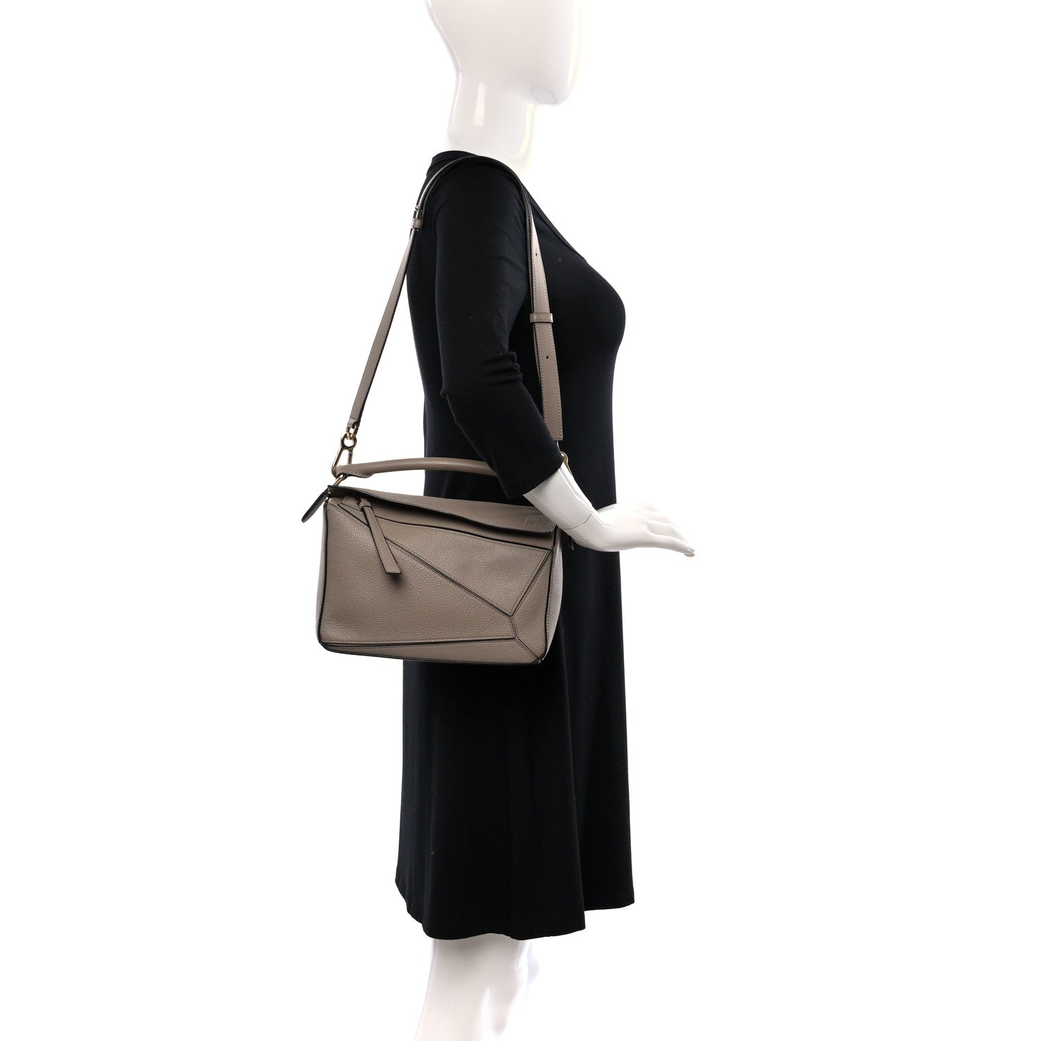 Loewe Grained Calfskin Small Puzzle Bag Sand 2 of 8