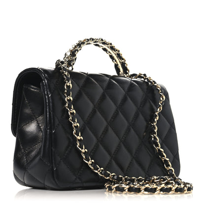 Chanel Lambskin Quilted Mini Crystal Top Handle Rectangular Flap Black 3 of 11