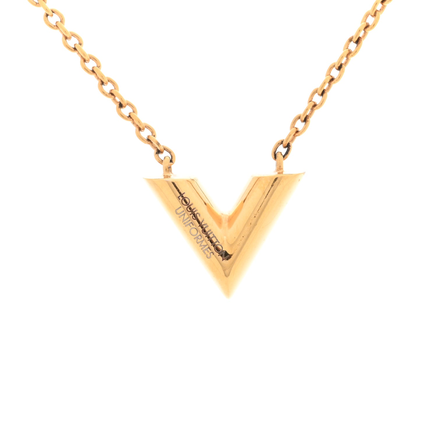 Louis Vuitton Essential V Necklace Gold 4 of 5