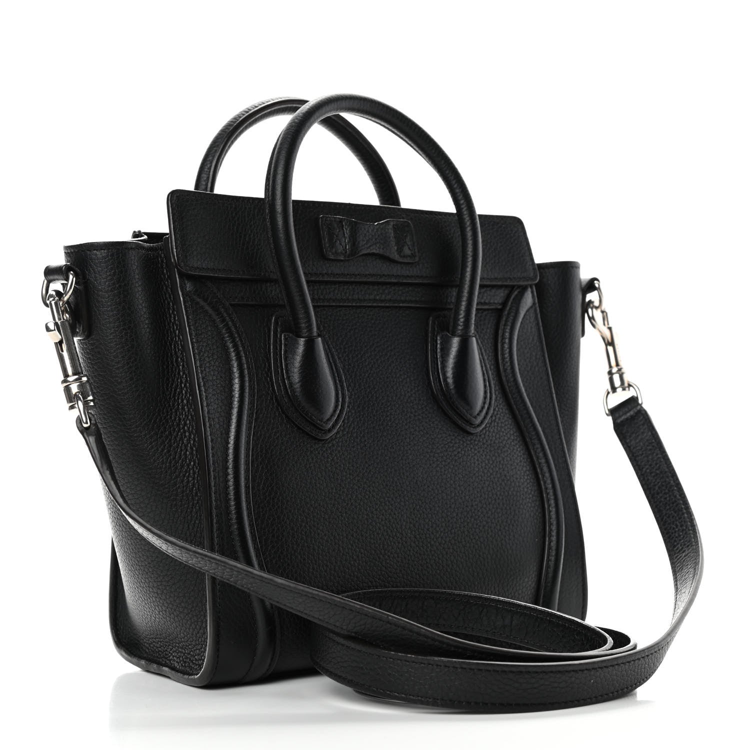 Celine Drummed Calfskin Nano Luggage Black 2 of 7
