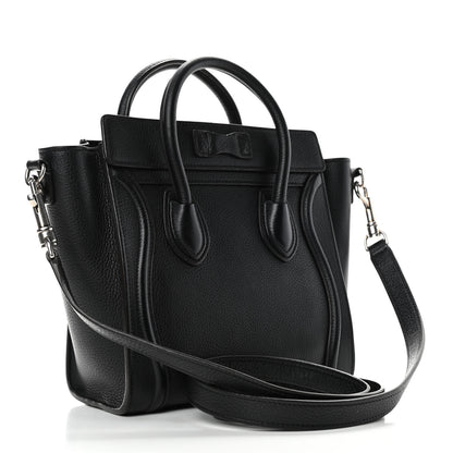 Celine Drummed Calfskin Nano Luggage Black 2 of 7
