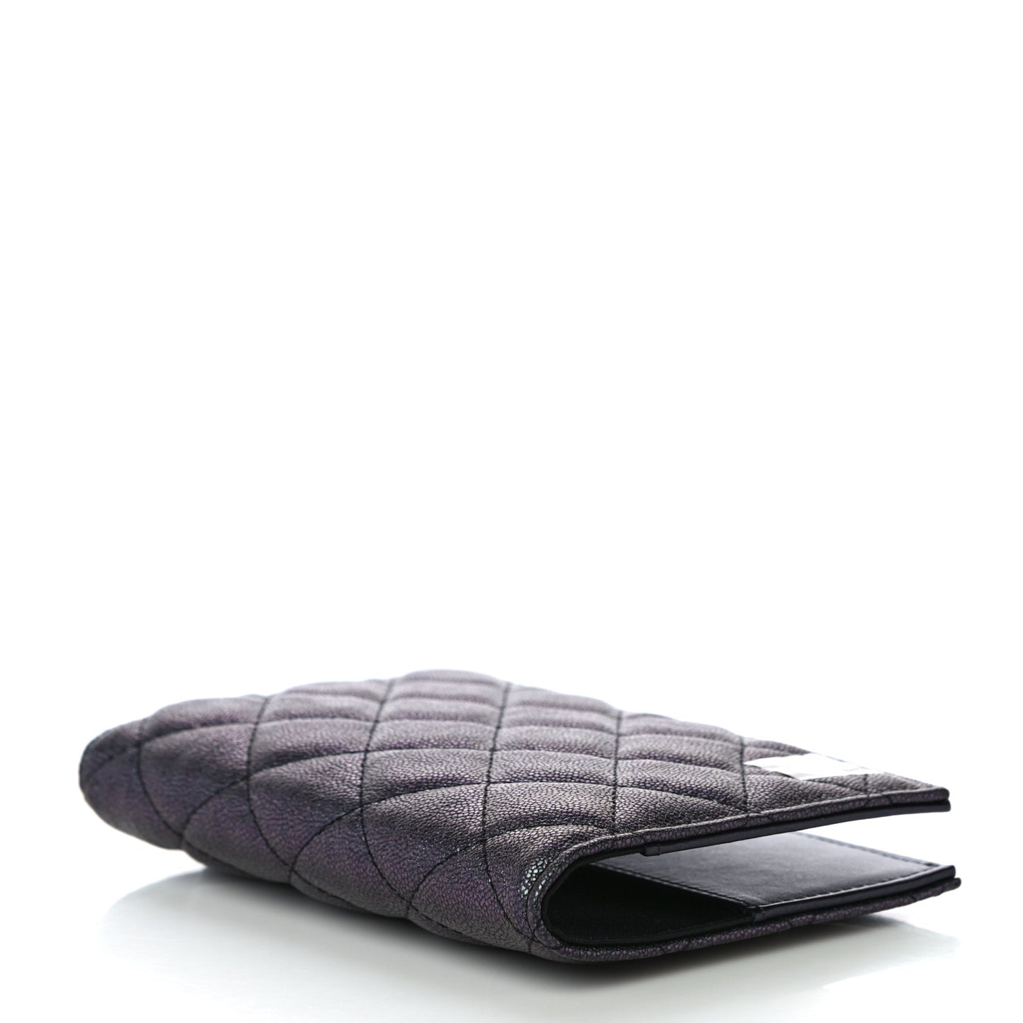 Iridescent Caviar Quilted Passport Holder Black