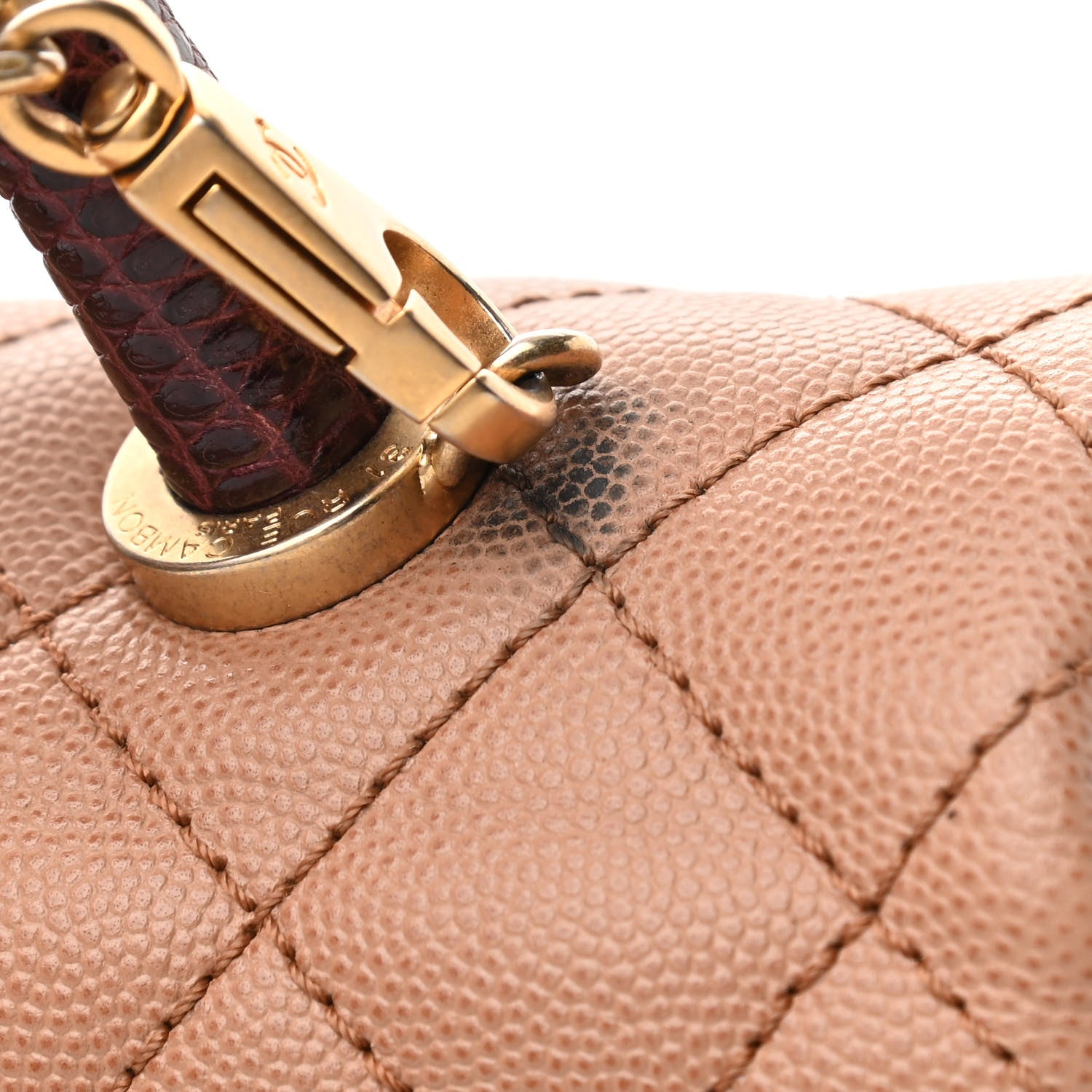Chanel Caviar Lizard Embossed Quilted Small Coco Handle Flap Beige 11 of 12