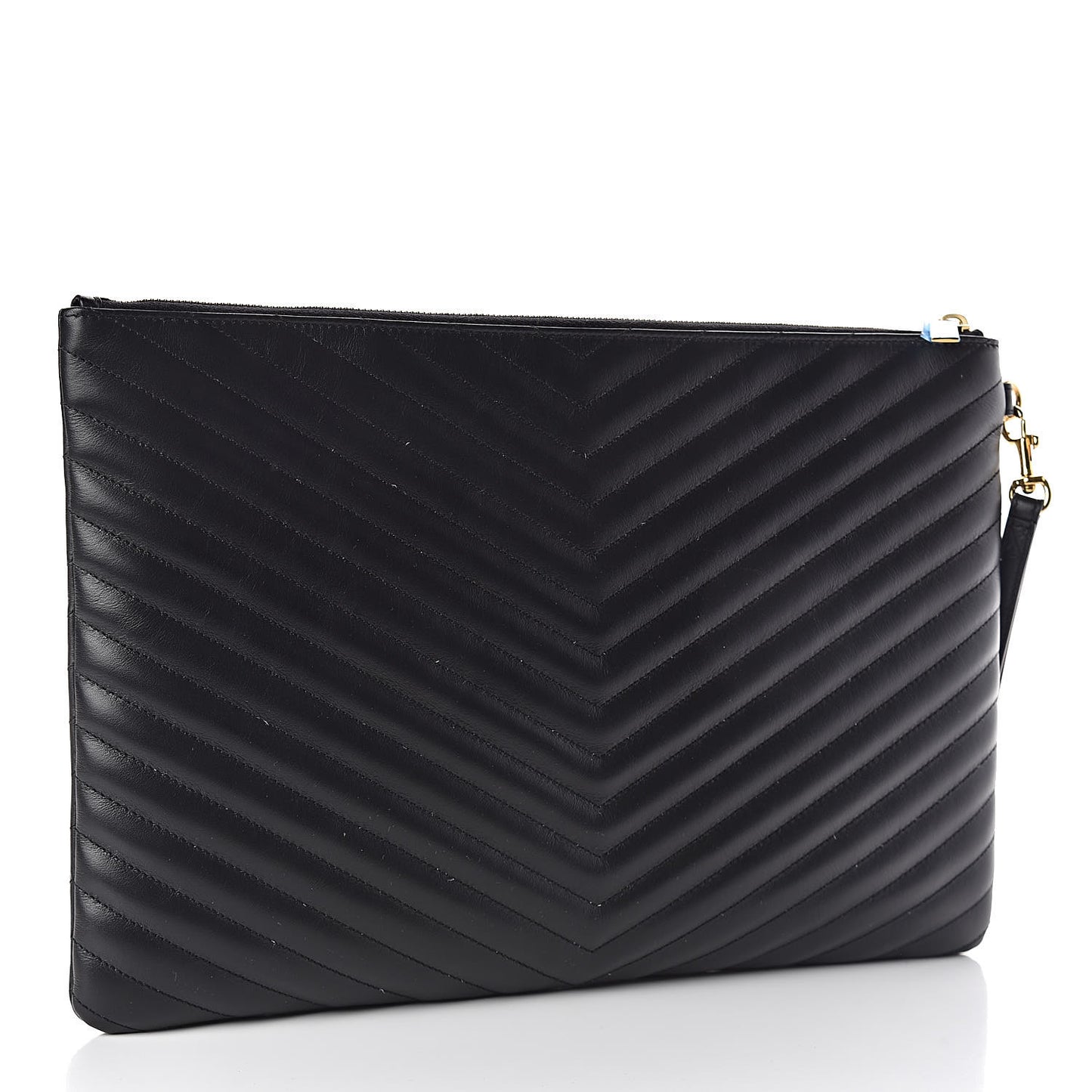 Calfskin Matelasse Chevron Monogram Document Holder Black